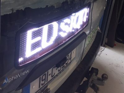 LED Scrolling text message display on the van, LED signs, LED signage, Digital Signs, Digital Signage, Digital Signage Software, Alpha View