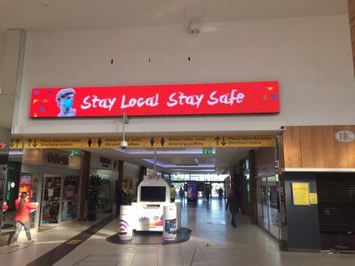 Large LED screen video wall LED strip in the shopping centre Nutgrove Shopping Centre mall Alpha View