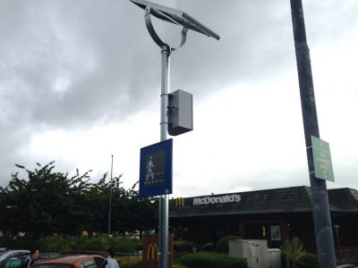solar-powered pedestrian crossing sign installed Alpha View