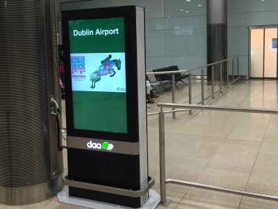 Digital totem in Dublin Airport, Advertising pod