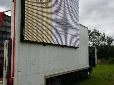 Large LED screen mounted on the truck