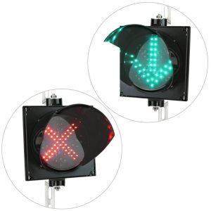 Red X green arrow traffic light