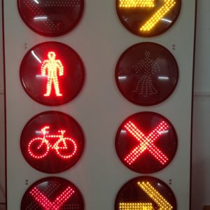 red and orange signs