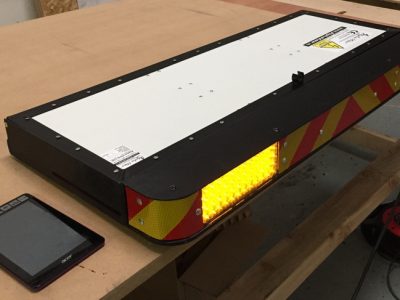 LED Car mounted VMS - displays small icon with text message - for councils or Airport service vehicles - amber LED - strobe lights